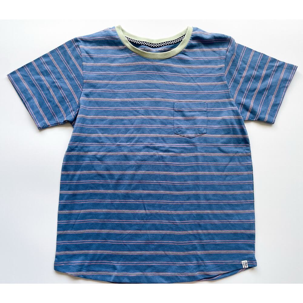Boy's Sovereign Code Blue Striped Short Sleeve Pocket T-Shirt Size 14/16
